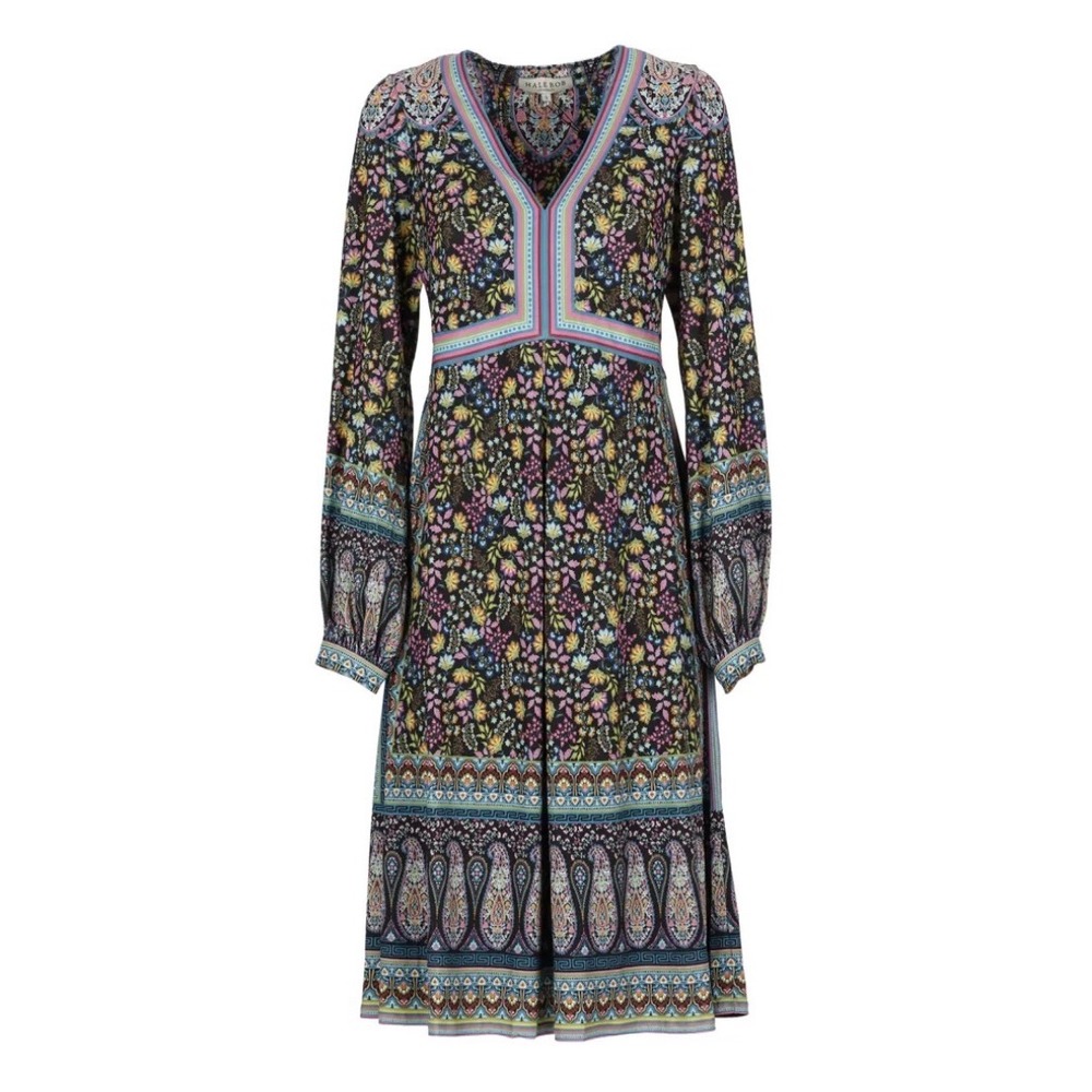 Hale Bob | Rose Jersey Dress Midi V-Neck Sz M